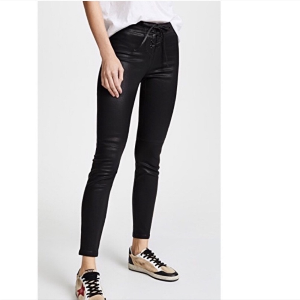Taylor Hill x Joe’s Jeans Coated Lace Up Icon Mid Rise Skinny Ankle Jean Size 29